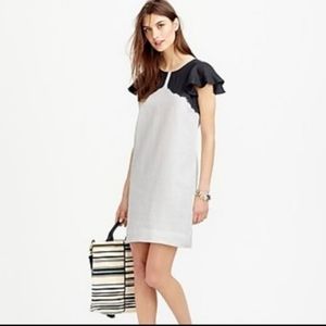 J Crew 100% Linen Dip Dyed Dress Size Small Black and White